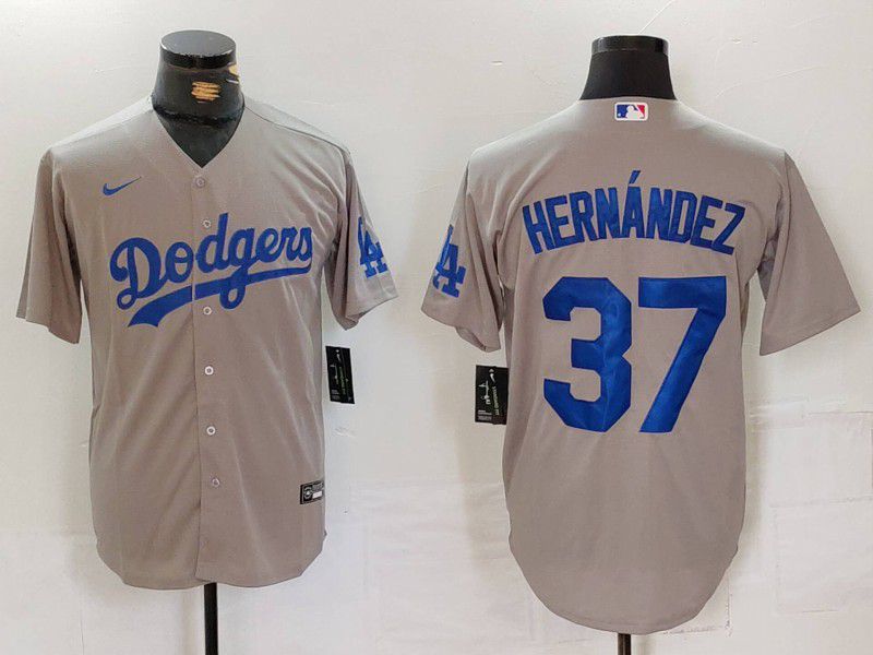 Men Los Angeles Dodgers #37 Hernandez Grey Nike Game 2024 MLB Jersey style 724